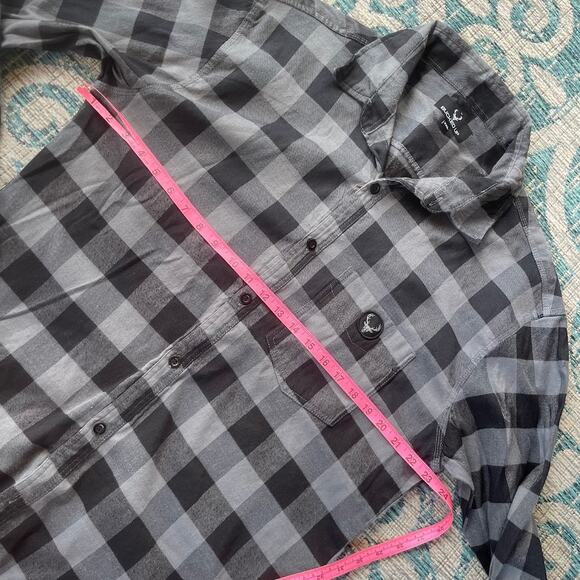 Bucked Up Men's Black & Gray Plaid Flannel Long‎ Sleeve Shirt - Size 2XL - Picture 7 of 8
